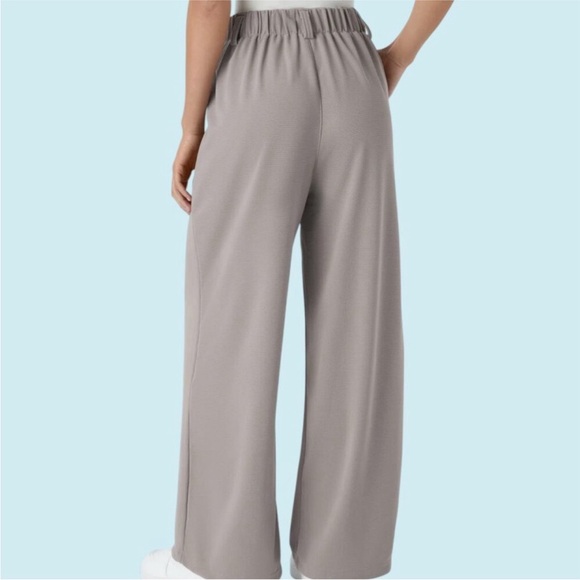 HALARA High Waist Waffle Knit Wide Leg Pants Gray Size Large Long NWT - Picture 3 of 11